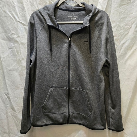 Nike Therma-FIT XL Gray Full Zip Hoodie Jacket Activewear Pullover - Picture 1 of 11